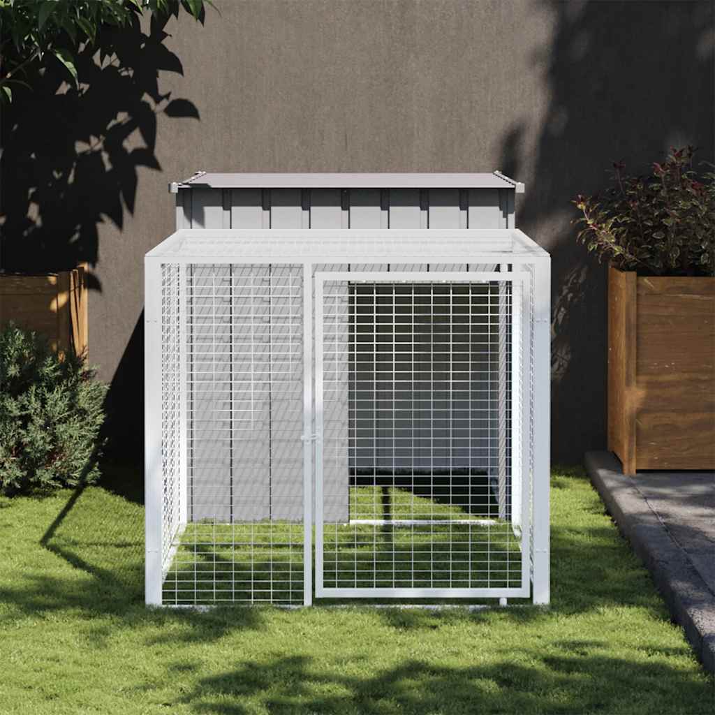 Vidaxl Chicken Coop con Run 110x201x110 cm grigio galvanizzato