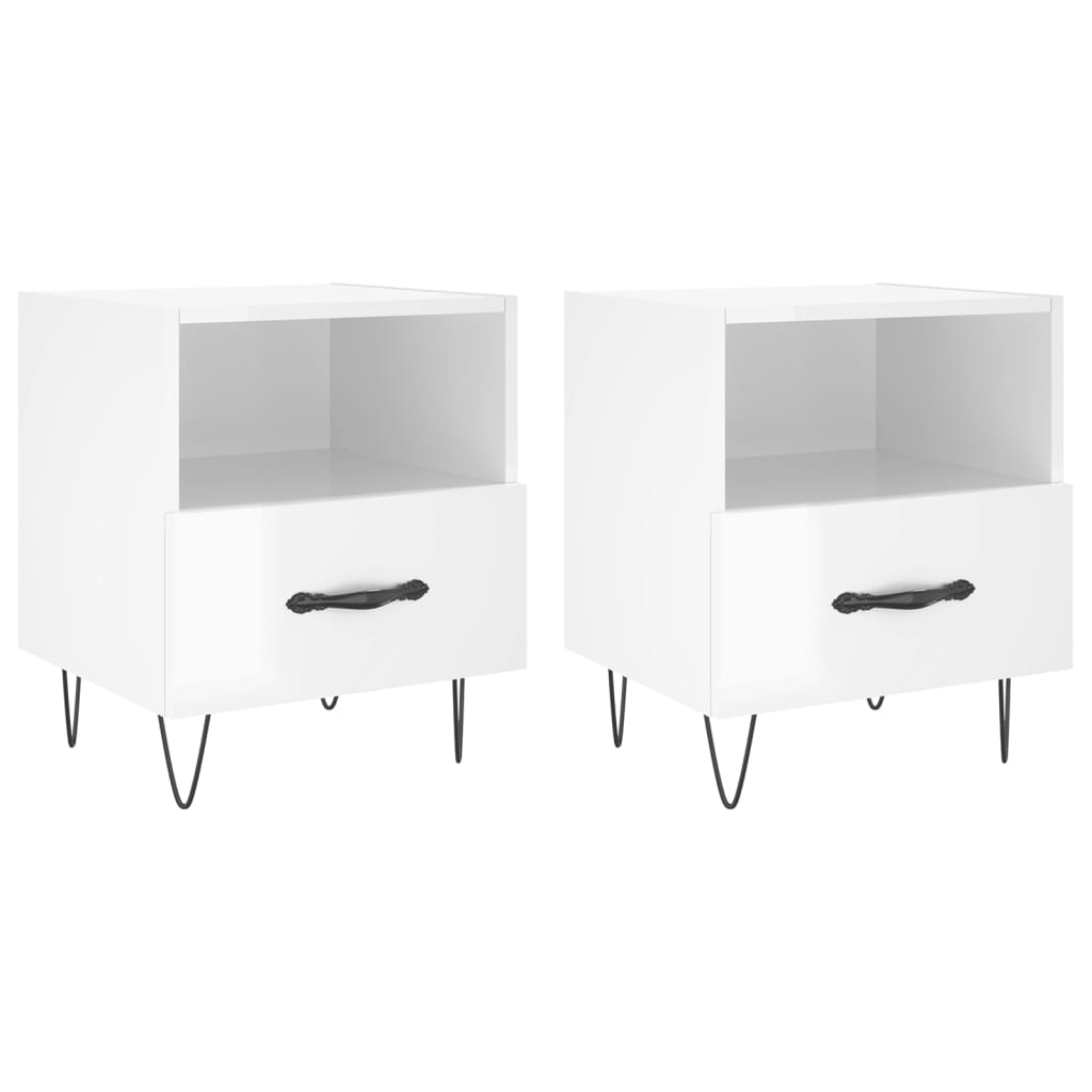Vidaxl nachtkastjes 2 st 40x35x47,5 cm bewerkt hout hoogglans wit