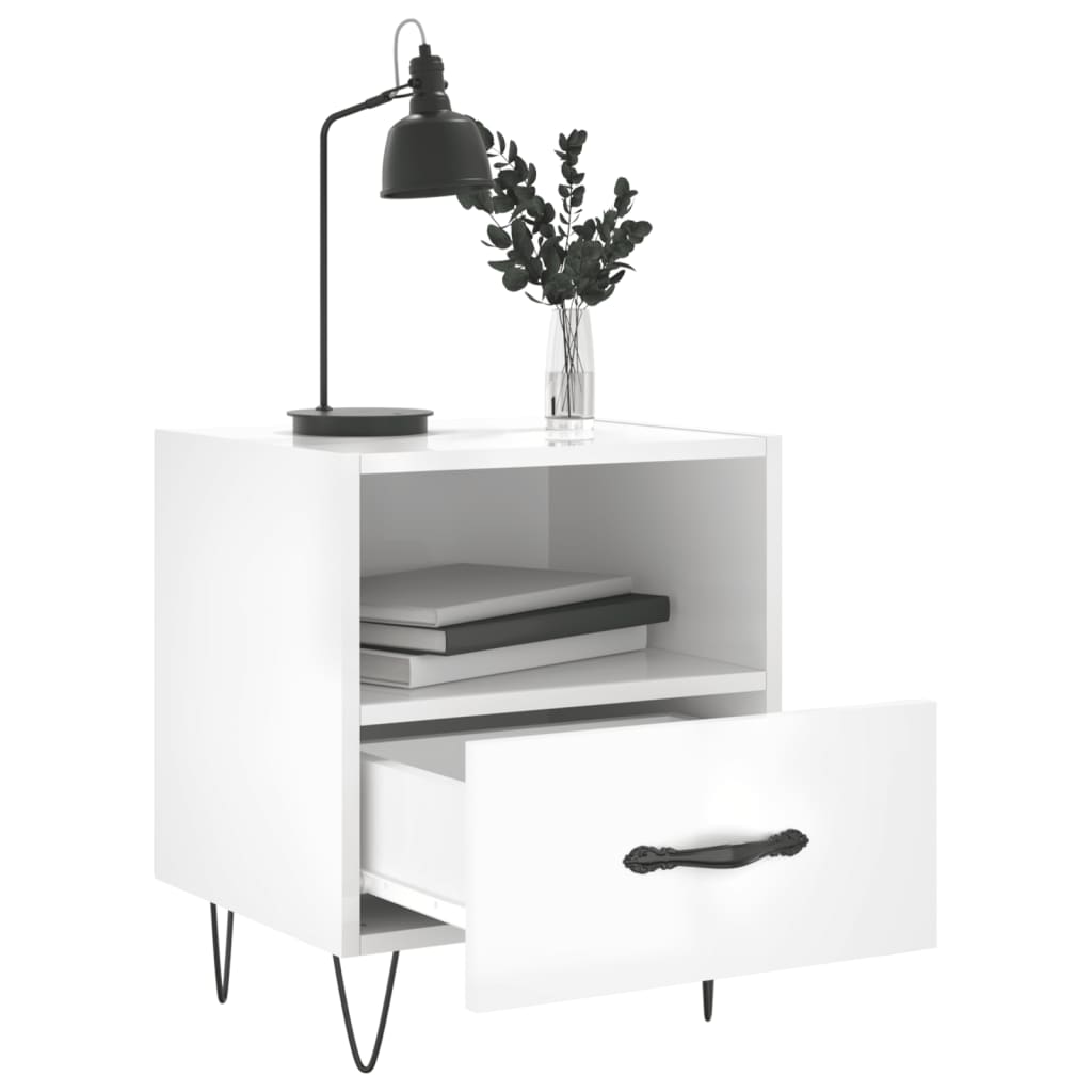 Vidaxl nachtkastjes 2 st 40x35x47,5 cm bewerkt hout hoogglans wit