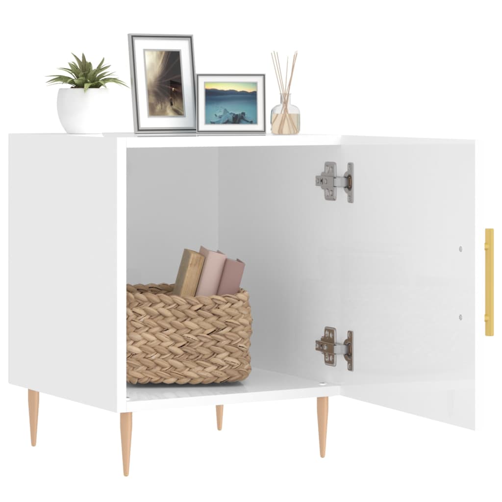 Vidaxl nachtkastjes 2 st 40x40x50 cm bewerkt hout hoogglans wit