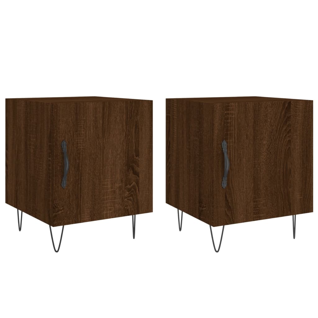 Vidaxl nachtkastjes 2 st 40x40x50 cm bewerkt hout bruin eikenkleur