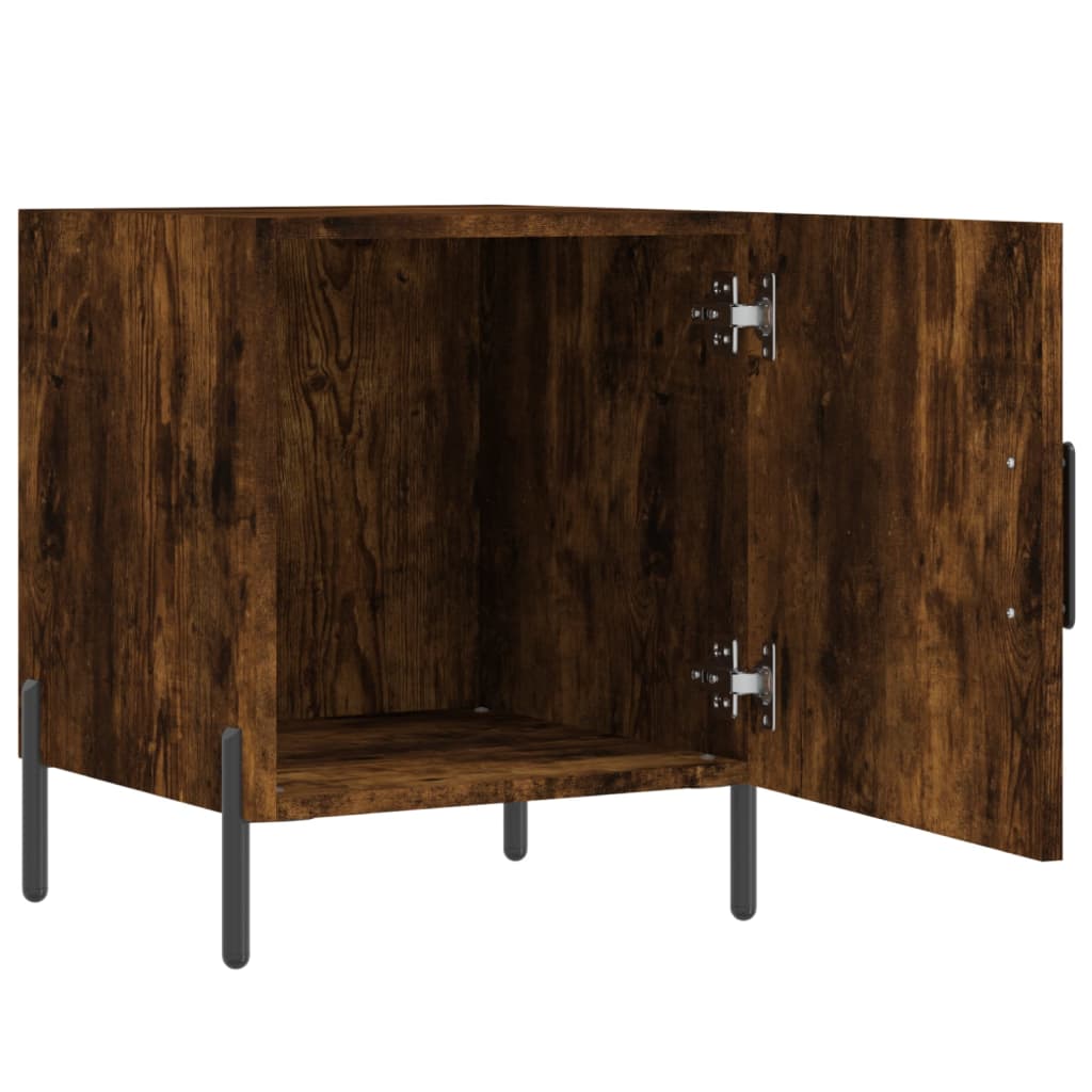 Vidaxl nachtkastje 40x40x50 cm bewerkt hout gerookt eikenkleurig