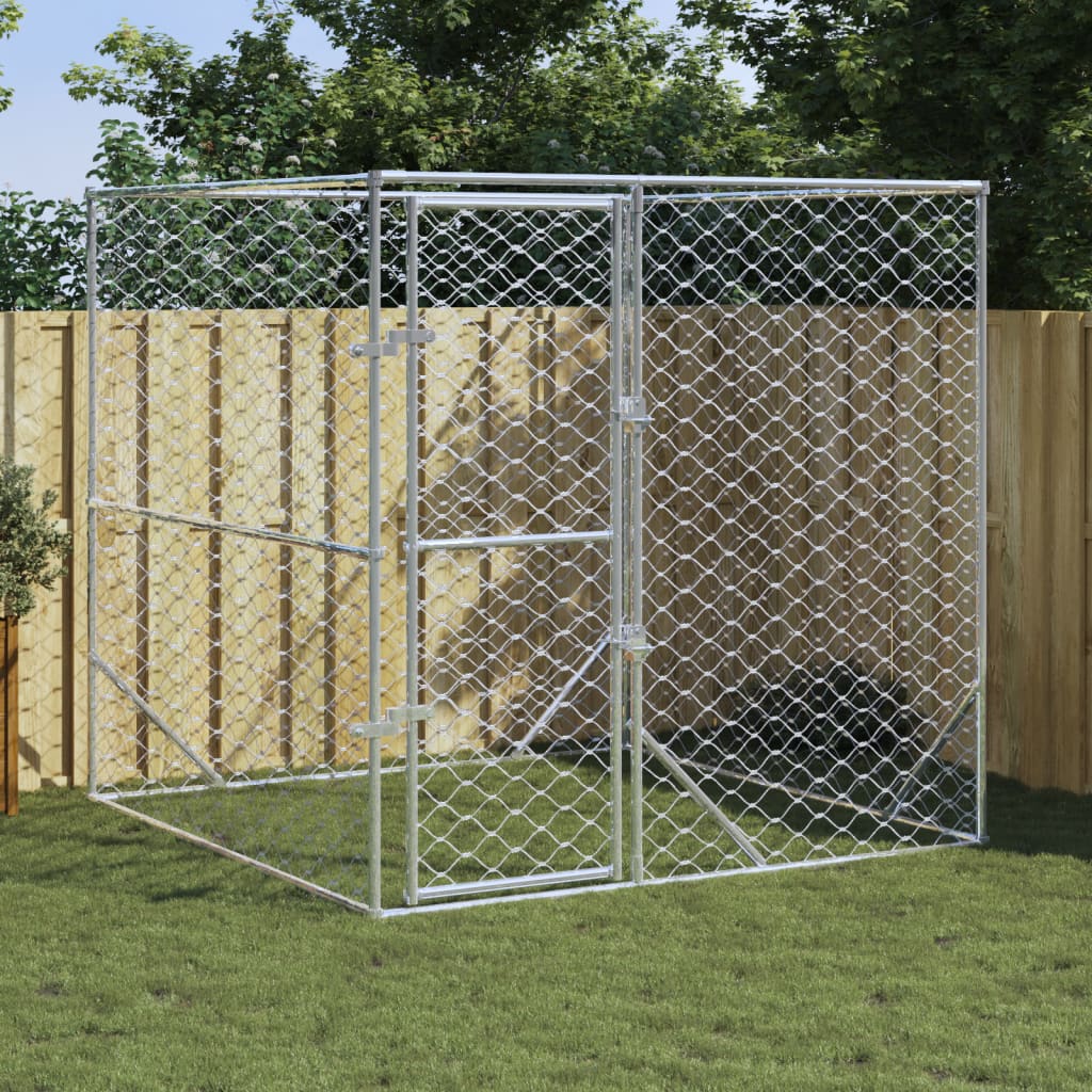 Vidaxl Dog Kennel til eksterne 2x2x2 m galvaniseret stålsølv