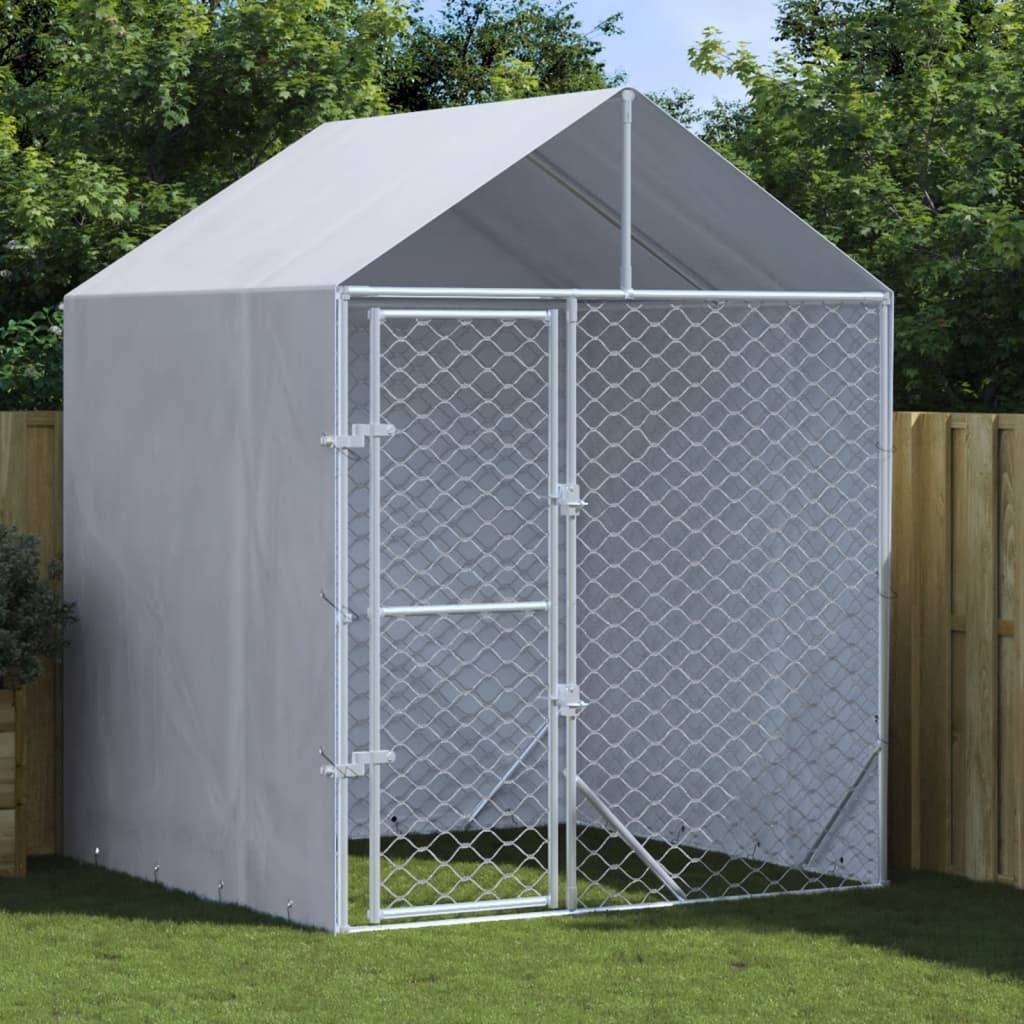 Perrera de perros Vidaxl con techo 2x2x2.5 M M M Milvanized Steel Silver