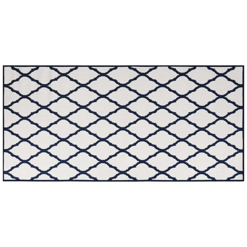 Vidaxl Rugoor Rapoor réversible 100x200 cm bleu marine et blanc