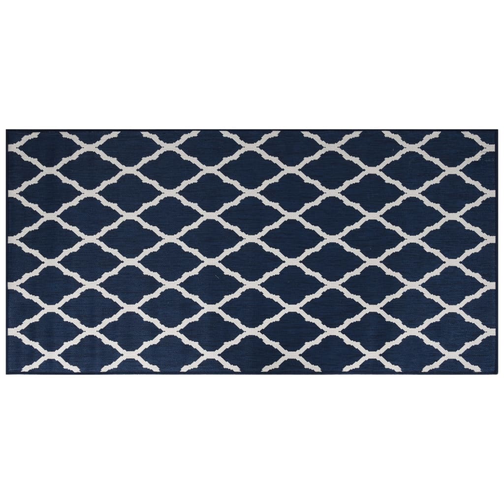 Vidaxl Rugoor Rapoor réversible 100x200 cm bleu marine et blanc