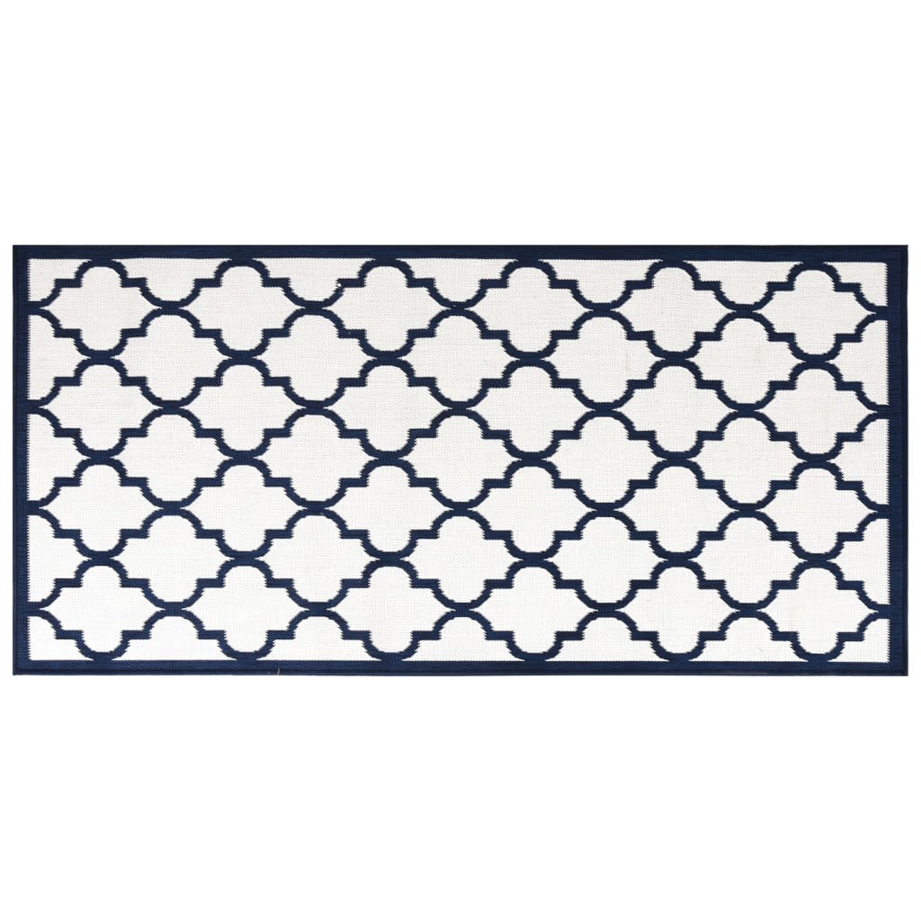 Vidaxl ausserhalb rug reversibel 80x150 cm Marine blo a wäiss