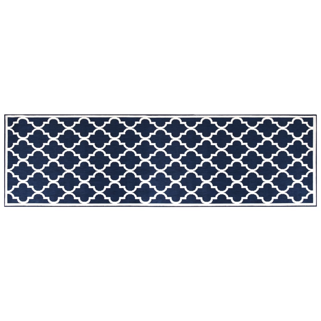 Vidaxl à l'extérieur du tapis réversible 80x250 cm bleu marine et blanc