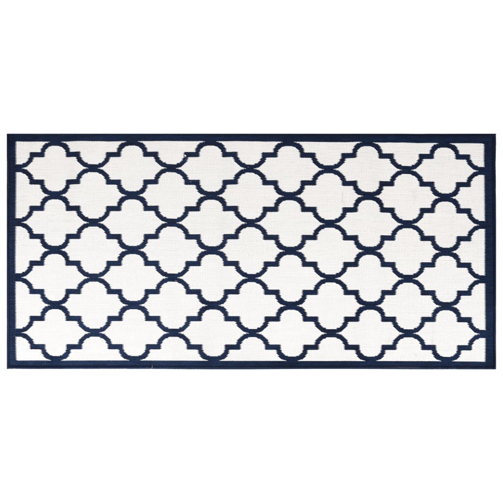 Vidaxl Rugoor Rapoor réversible 100x200 cm bleu marine et blanc