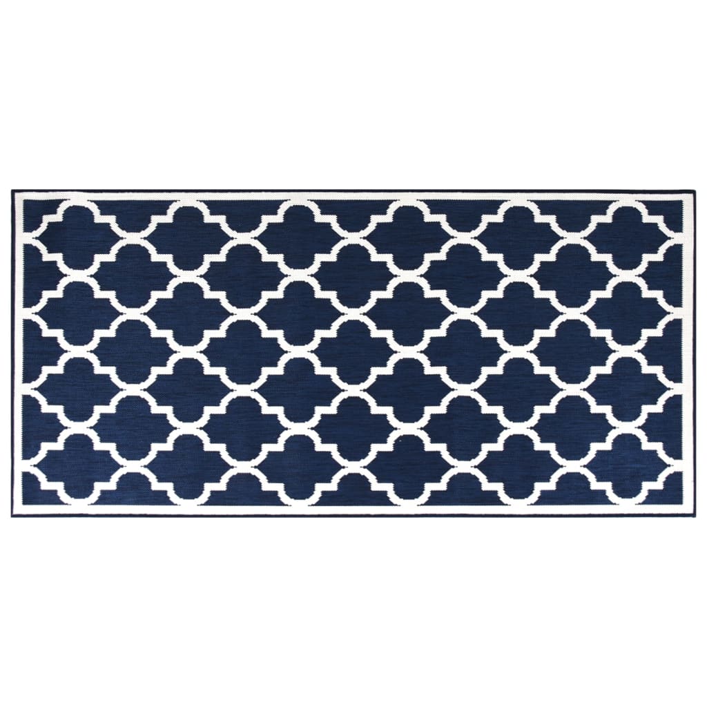 Vidaxl Rugoor Rapoor réversible 100x200 cm bleu marine et blanc