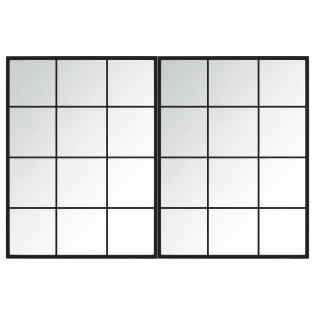 Espejos de pared Vidaxl 2 ST 80X60 CM METAL NEGRO