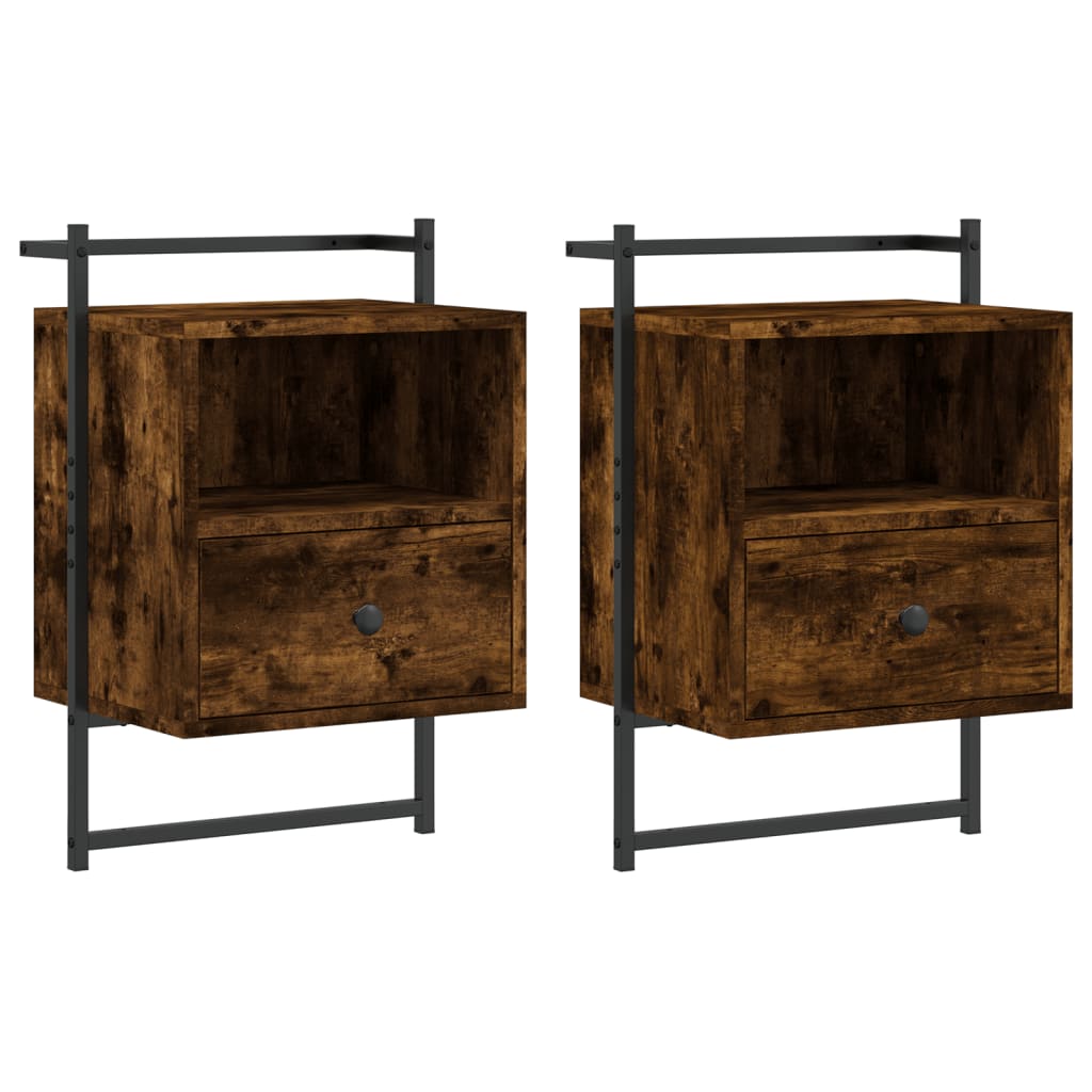 Vidaxl nachtkastjes 2 st wandgemonteerd 40x30x61 cm hout gerookt eiken