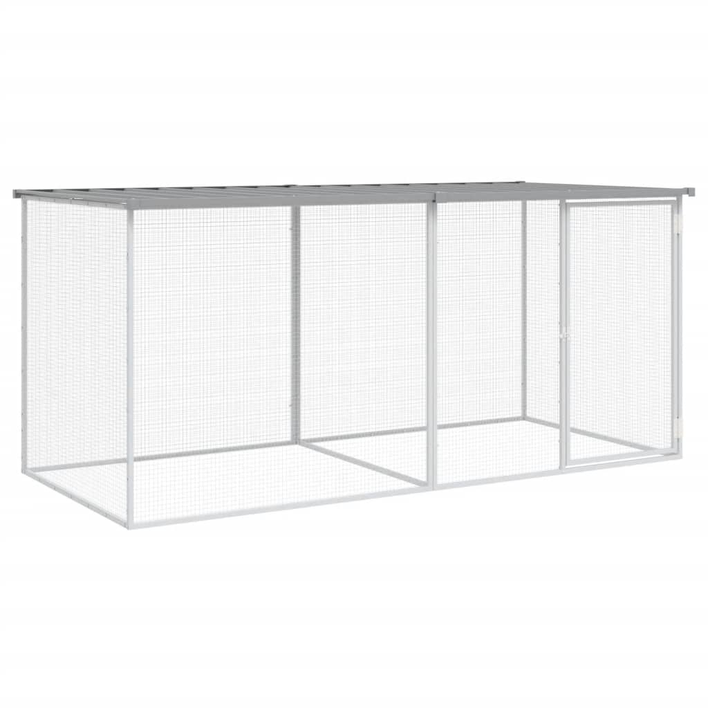 Vidaxl kippenhok met dak lichtgrijs 203x98x90 cm gegalvaniseerd staal