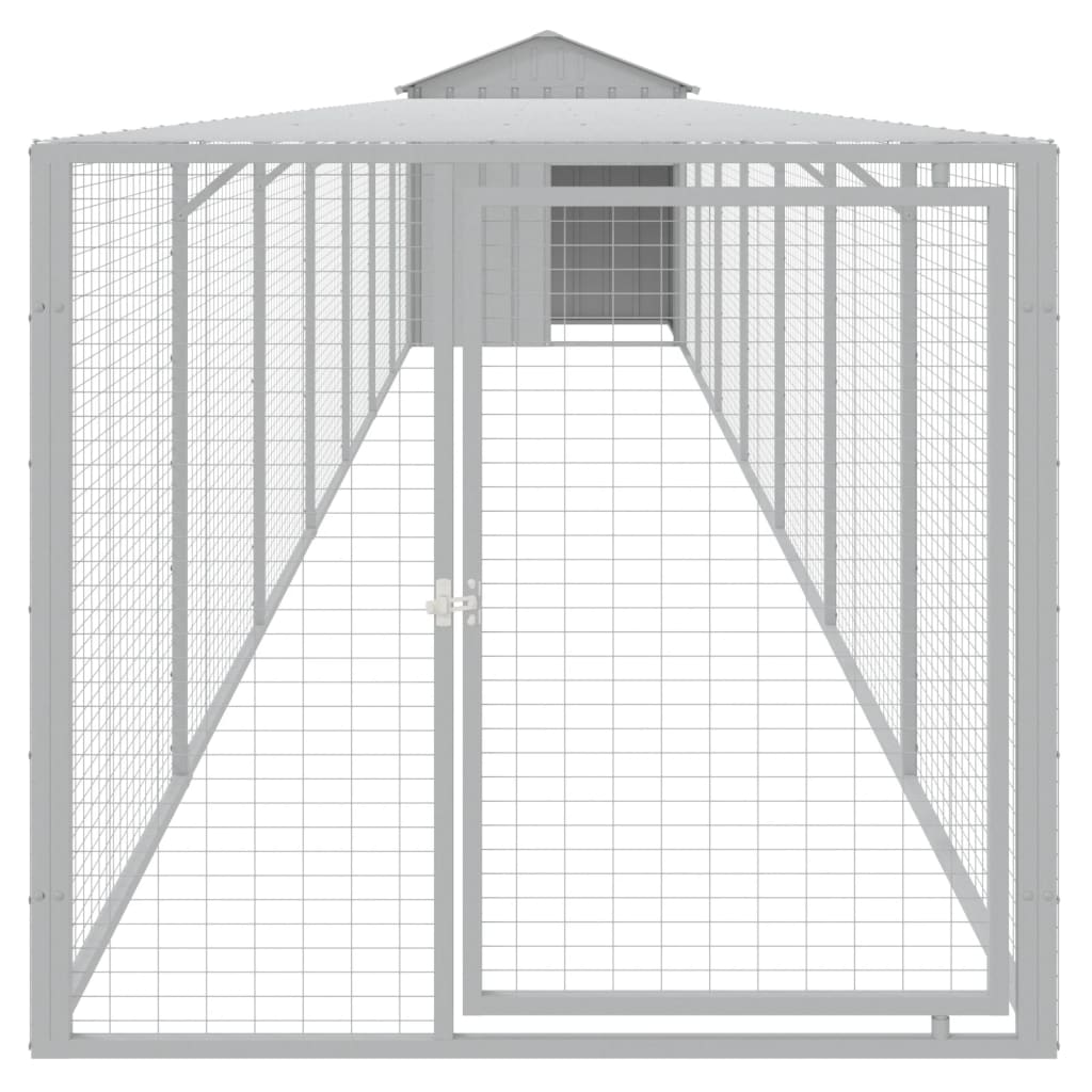 VidaXL Kippenhok met ren 117x813x123 cm staal lichtgrijs