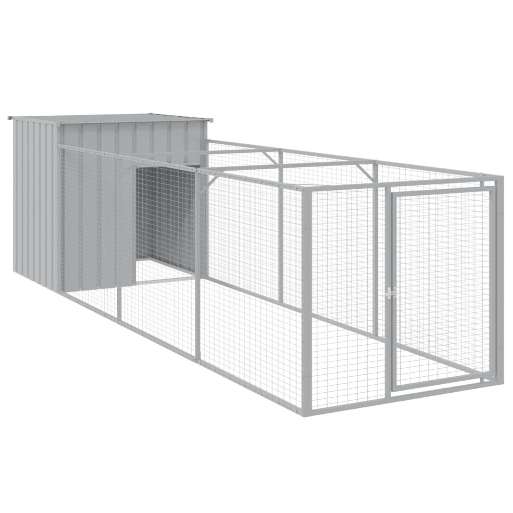 Vidaxl Dog Loft con Run 110x405x110 cm de acero gris claro