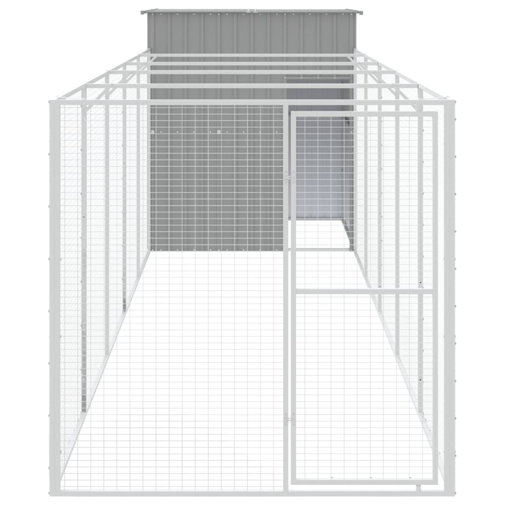 Vidaxl Dog Loft con Run 165x659x181 cm de acero galvanizado gris