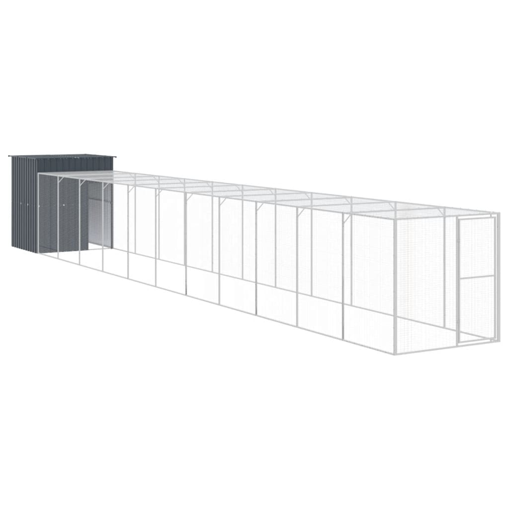 VidaXL Kippenhok met ren 165x1271x181 cm staal antraciet