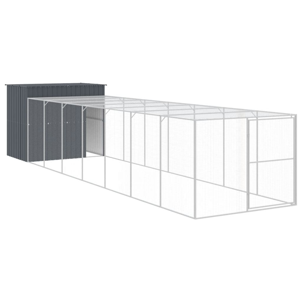 Vidaxl Dog Loft con Run 214x865x181 cm de acero galvanizado antracita