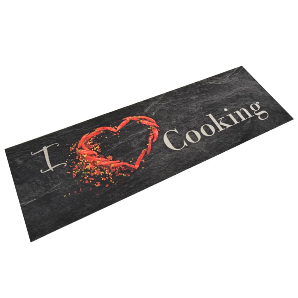 VidaXL Kitchen mat washable cooking print 60x180 cm velvet black