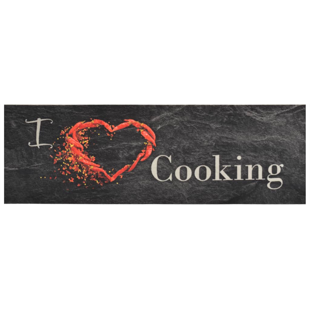 VidaXL Kitchen mat washable cooking print 60x180 cm velvet black