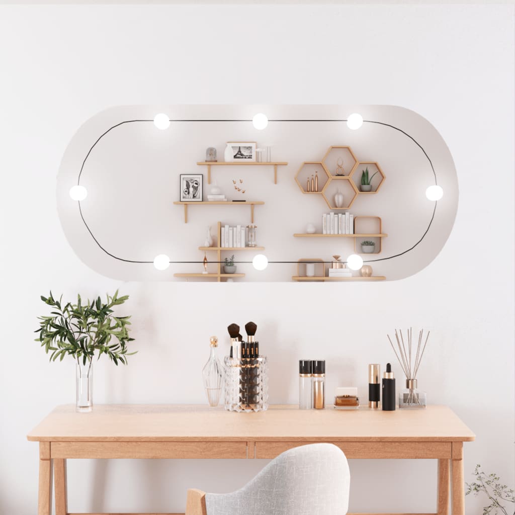 Vidaxl Wall mirror with LEDs Oval 45x100 cm Glass