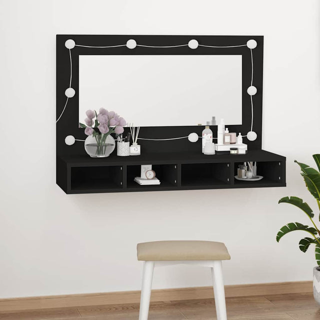 Vidaxl spiegelkast met led-verlichting 90x31,5x62 cm zwart