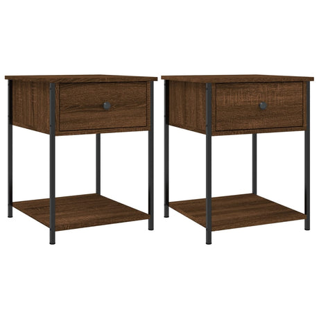 Vidaxl nachtkastjes 2 st 44x45x58 cm bewerkt hout bruin eikenkleur