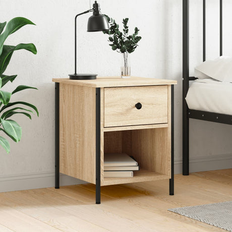Vidaxl nachtkastje 40x42x50 cm bewerkt hout sonoma eikenkleurig