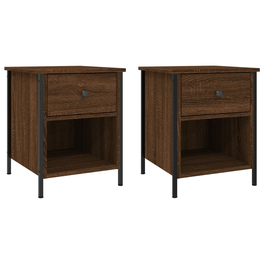 Vidaxl nachtkastjes 2 st 40x42x50 cm bewerkt hout bruin eikenkleur