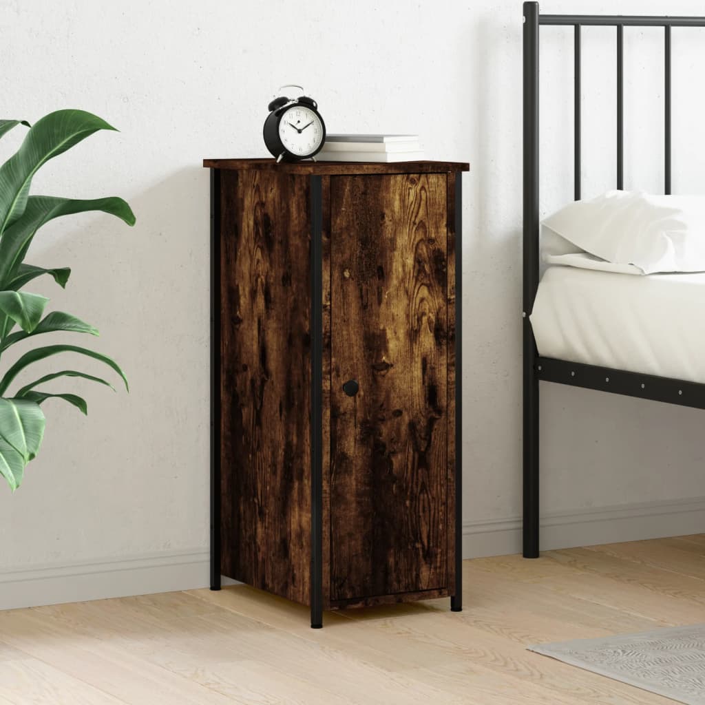 Vidaxl nachtkastje 32x42x80 cm bewerkt hout gerookt eikenkleurig