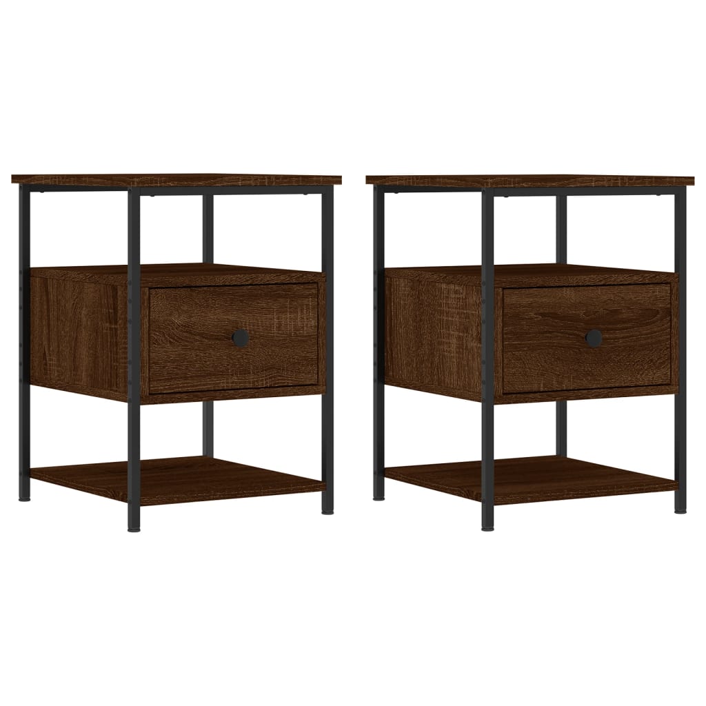 Vidaxl nachtkastjes 2 st 40x42x56 cm bewerkt hout bruin eikenkleur