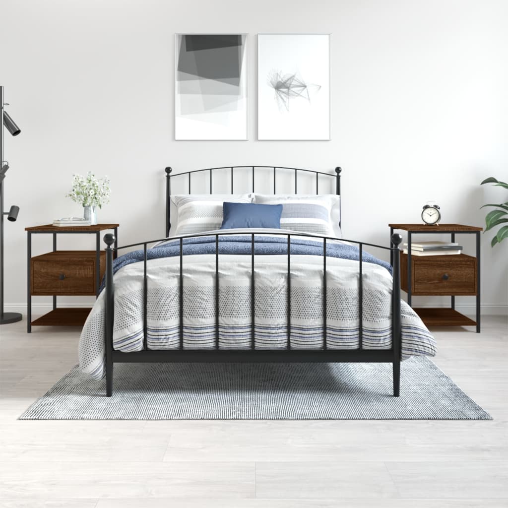 Vidaxl nachtkastjes 2 st 40x42x56 cm bewerkt hout bruin eikenkleur