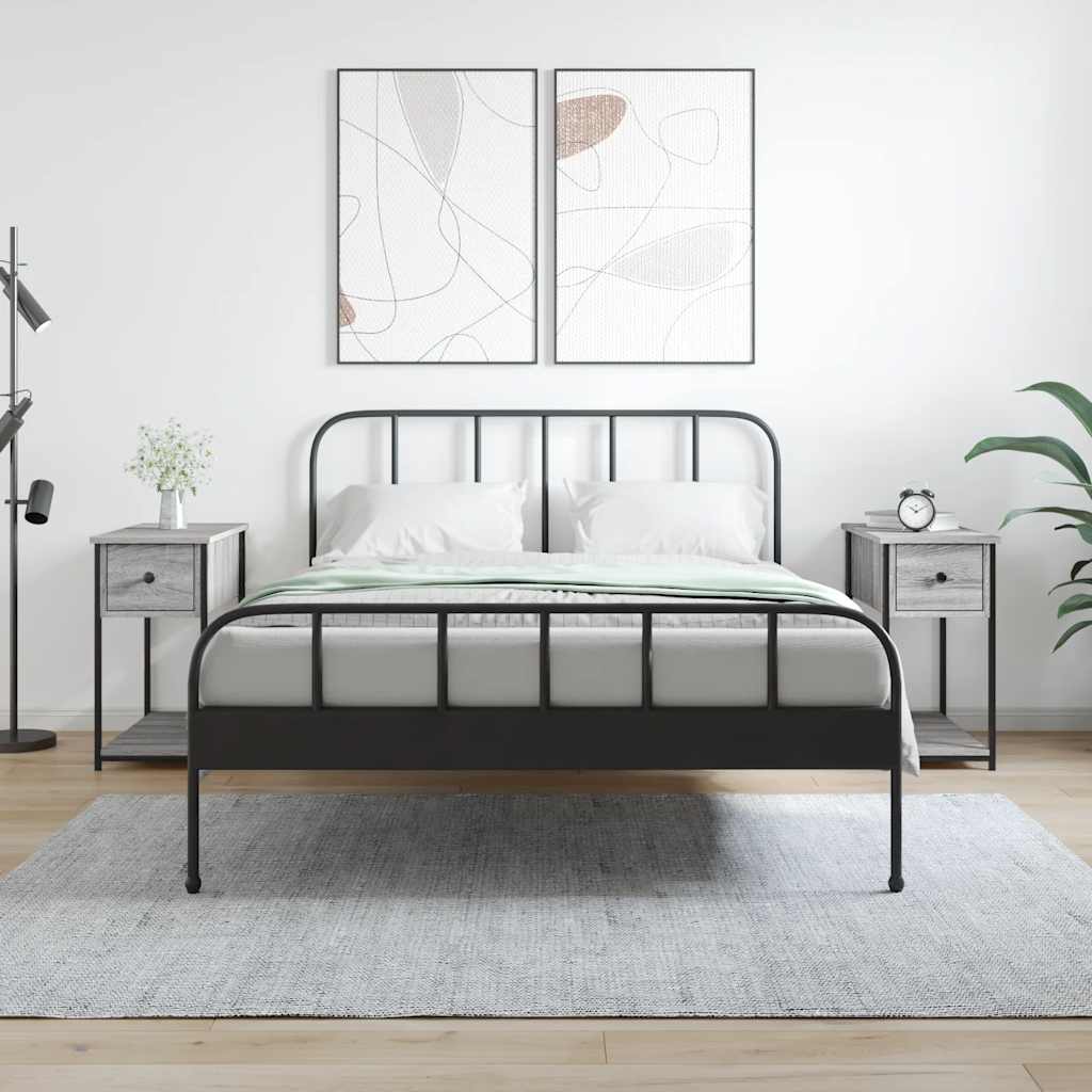 Vidaxl nachtkastjes 2 st 30x60x60 cm bewerkt hout grijs sonoma eiken