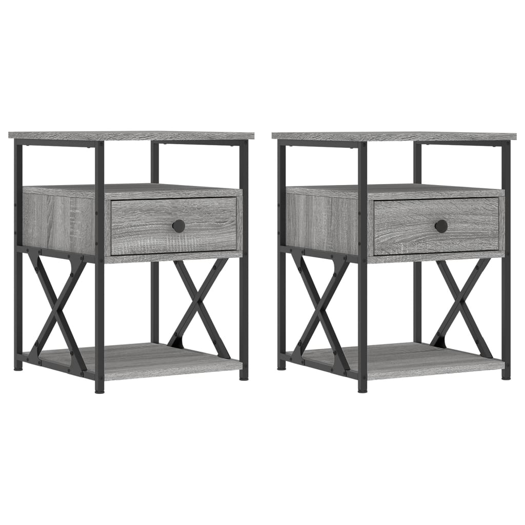 Vidaxl nachtkastjes 2 st 40x42x55 cm bewerkt hout grijs sonoma eiken