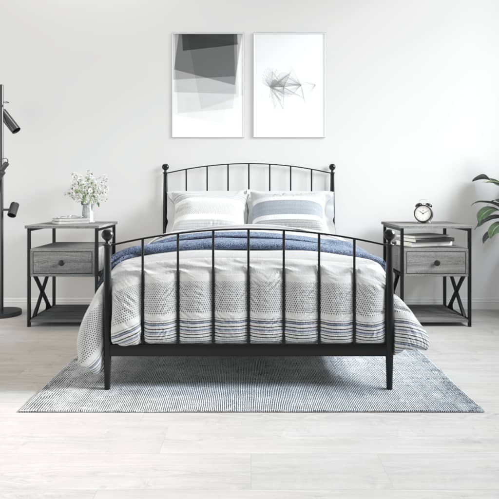 Vidaxl nachtkastjes 2 st 40x42x55 cm bewerkt hout grijs sonoma eiken