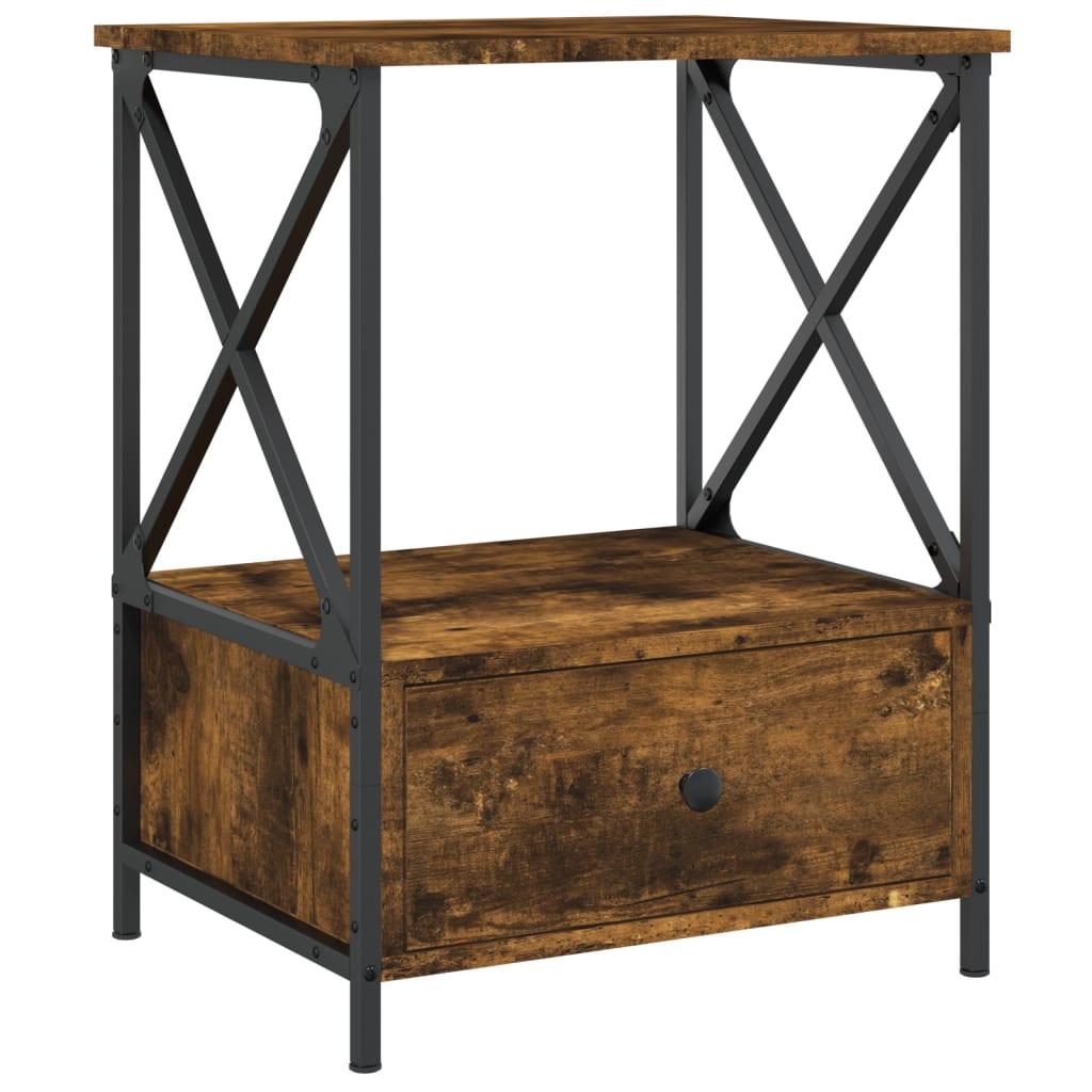 Vidaxl nachtkastje 50x41x65 cm bewerkt hout gerookt eikenkleurig