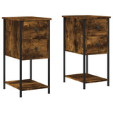 Vidaxl nachtkastjes 2 st 32x42x70 cm bewerkt hout gerookt eikenkleurig
