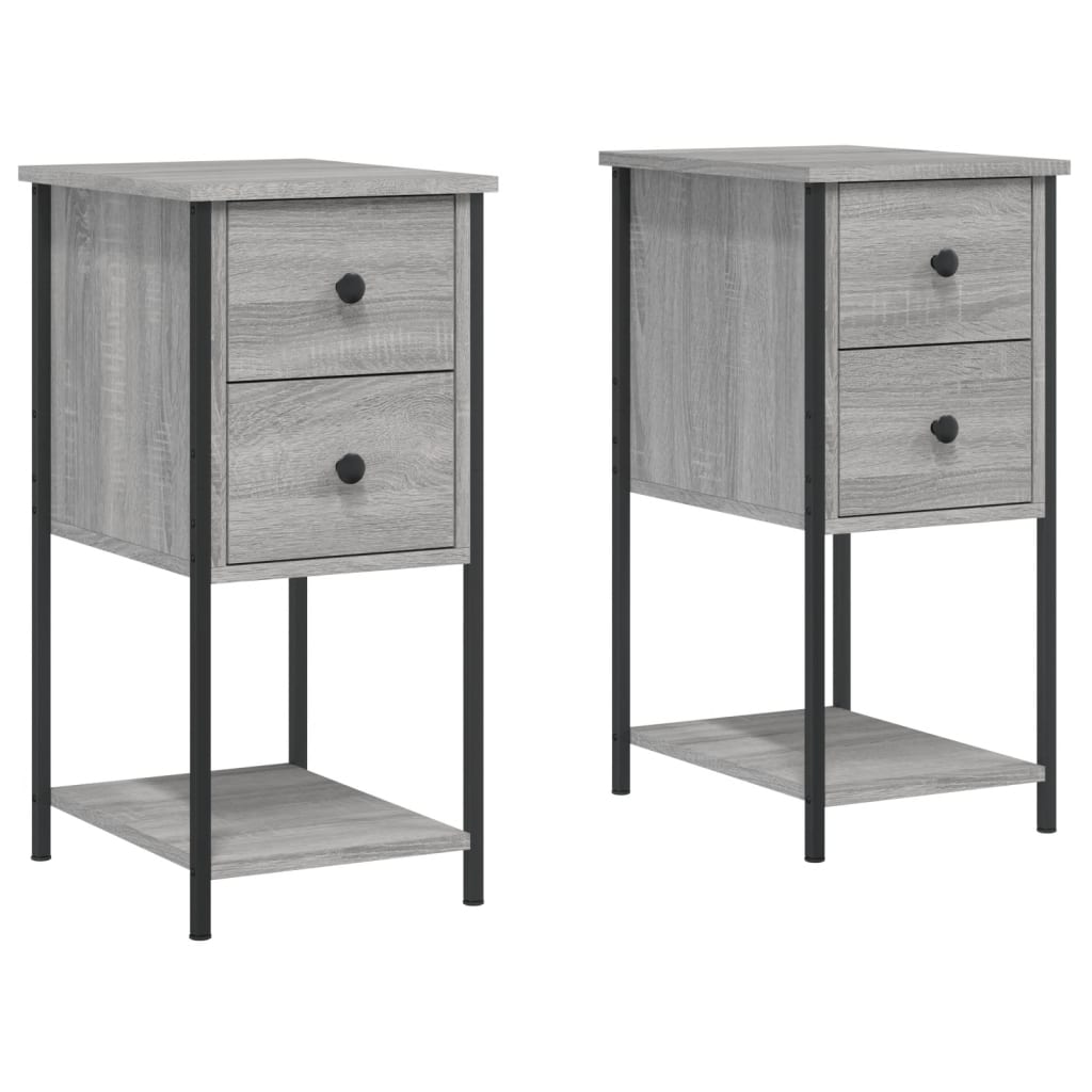 Vidaxl nachtkastjes 2 st 32x42x70 cm bewerkt hout grijs sonoma eiken