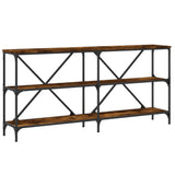 Vidaxl wandtafel 160x30x75 cm bewerkt hout en ijzer gerookt eikenkleur