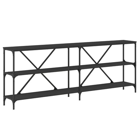 Vidaxl wandtafel 200x30x75 cm bewerkt hout en ijzer zwart