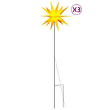 Vidaxl kerstlampen met grondpin en led's 3 st 57 cm geel
