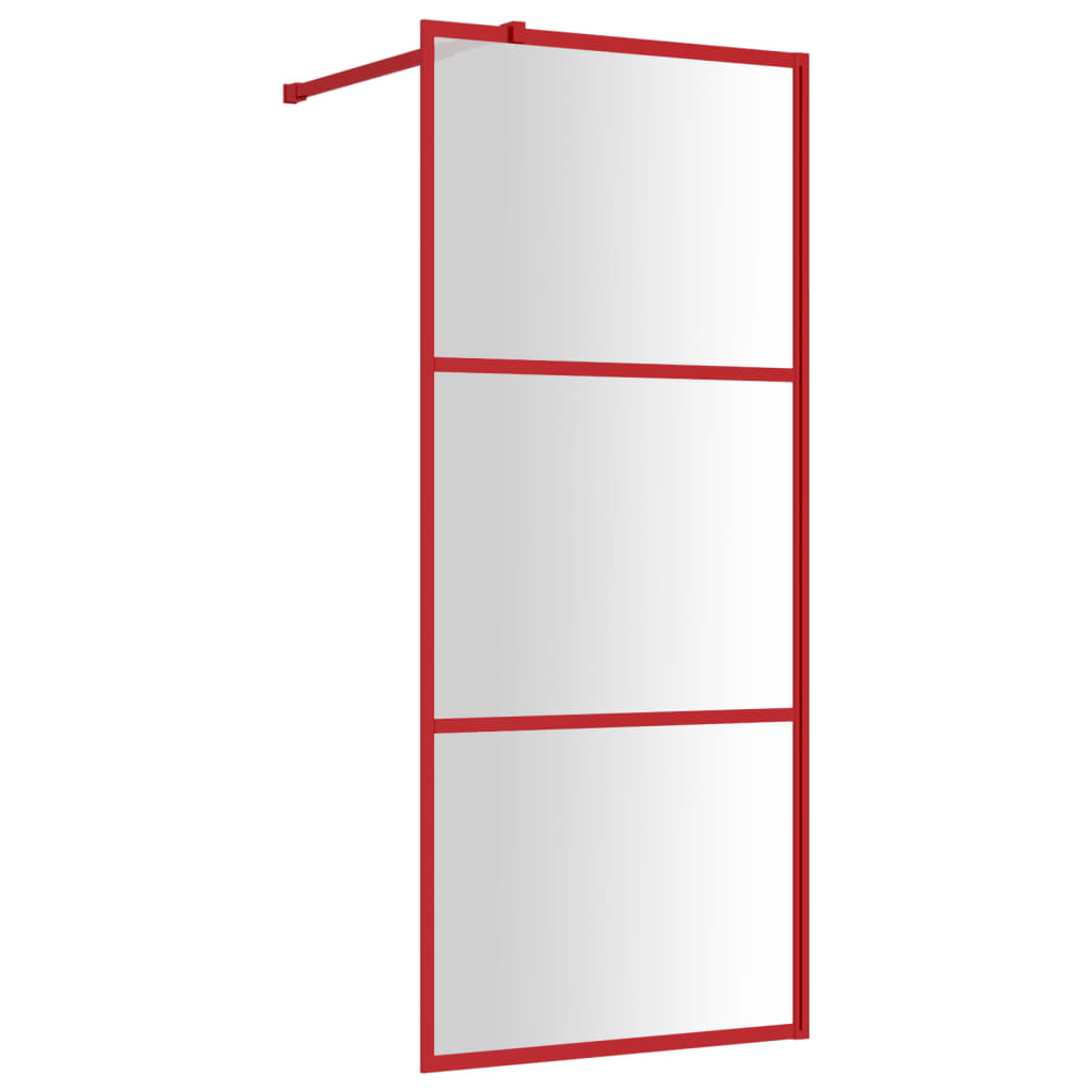 Vidaxl Walk-in shower wall Transparent 80x195 cm ESG glass red