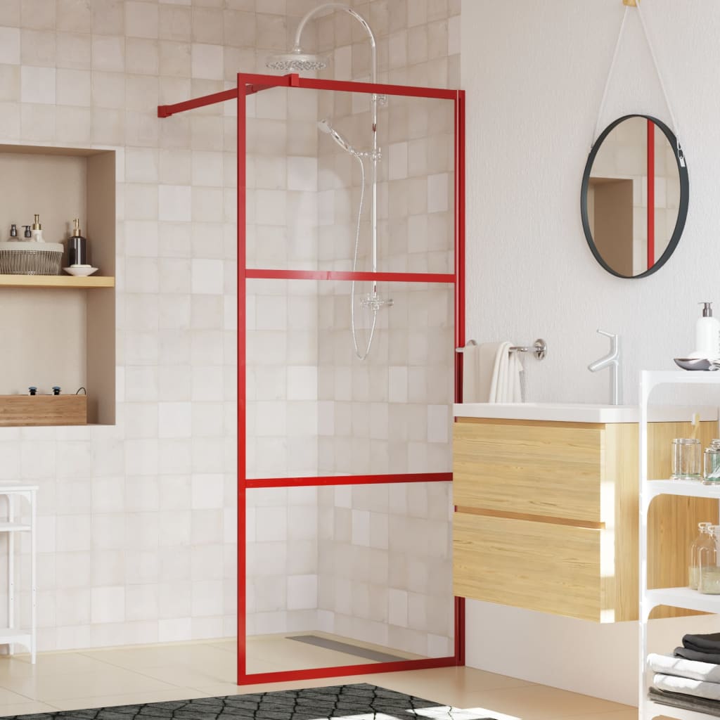 Vidaxl Walk-in shower wall Transparent 80x195 cm ESG glass red