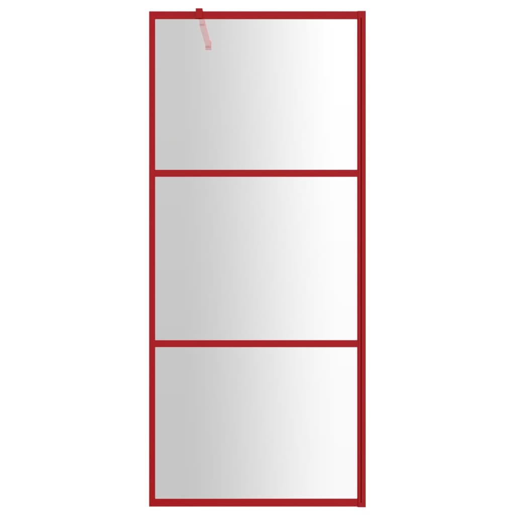 Vidaxl Walk-In Shower Wall Transparent 90x195 CM ESG Glass Red