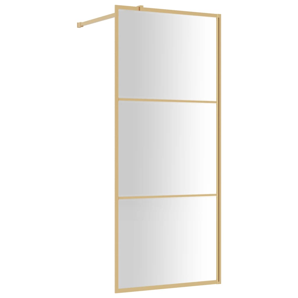 Vidaxl Walk-in shower wall Transparent 90x195 cm ESG glass gold colored