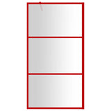 Vidaxl inloopdouchewand transparant 100x195 cm esg-glas rood