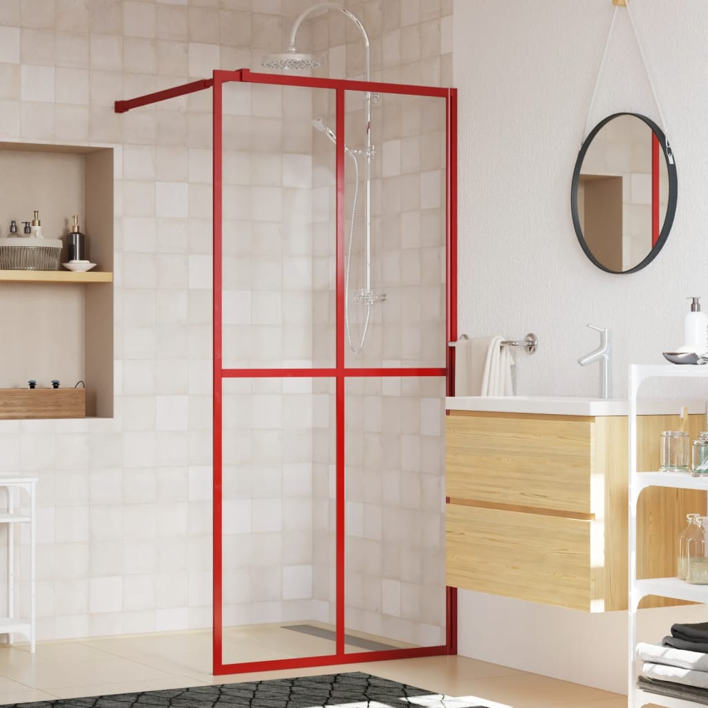 Vidaxl Walk-in shower wall Transparent 80x195 cm ESG glass red