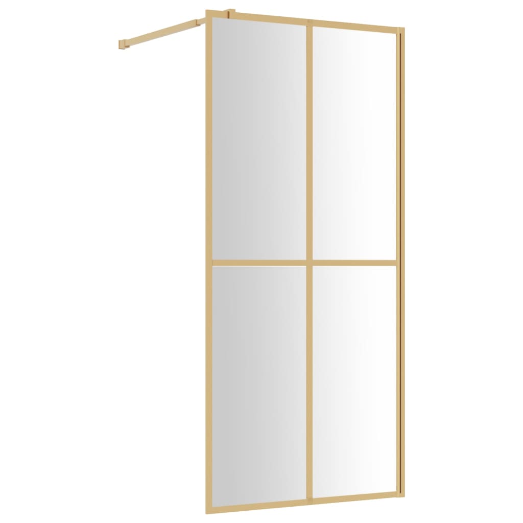 Vidaxl Walk-in tuš stena prozorna 100x195 cm ESG-Glas zlato obarvana