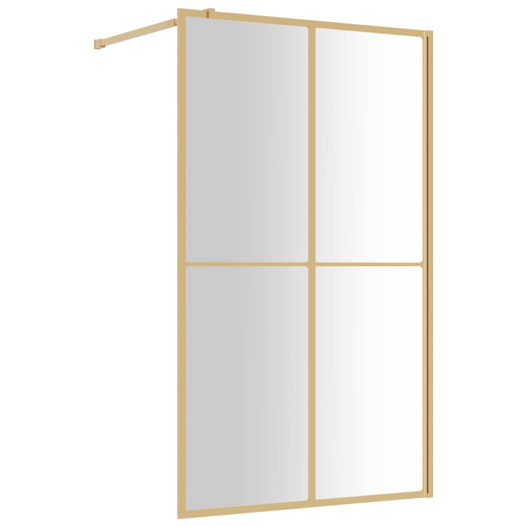 Vidaxl Walk-in tuš stena prozorna 118x195 cm ESG-Glas zlato obarvano