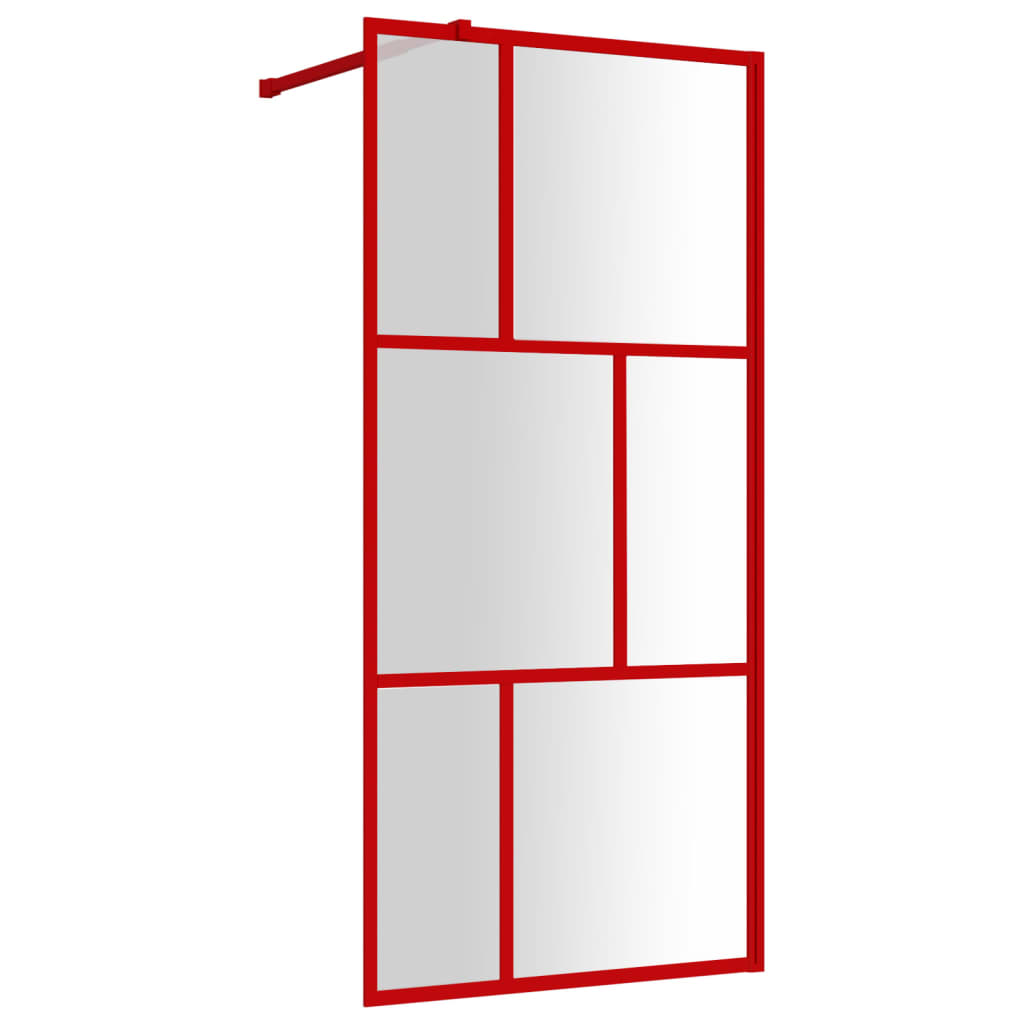 Vidaxl Walk-in shower wall Transparent 80x195 cm ESG glass red